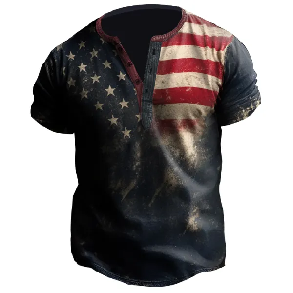 Men's Outdoor Retro Stressed American Flag Graphic Print Short-sleeved T-shirt Only $24.89 - Wayrates.com 