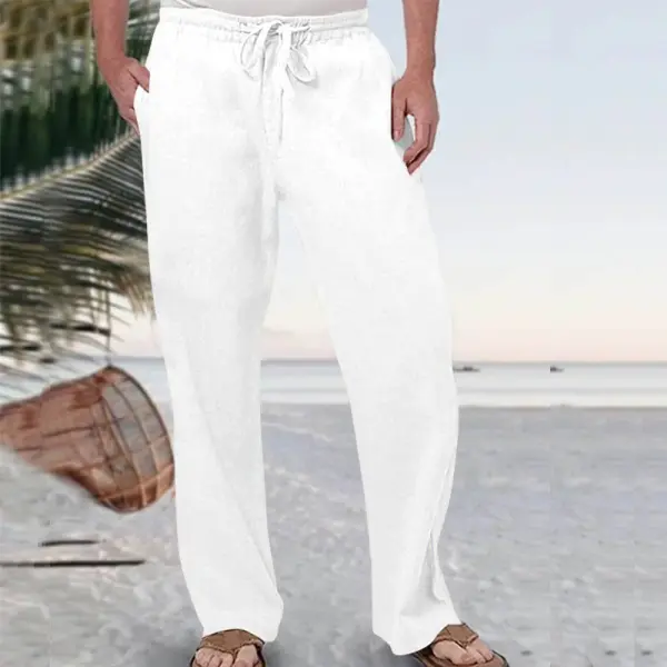 Mens Cotton And Linen Summer Beach Casual Pants - Mobivivi.com 