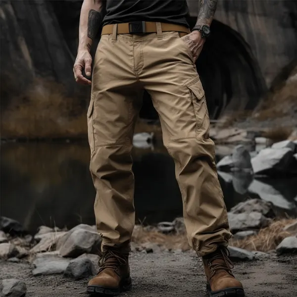 Men's Outdoor Comfortable Waterproof Ripstop Solid Color Training Overalls Trousers - Keymimi.com 