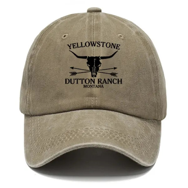 Men's Vintage Yellowstone Skull Bull Sun Hat - Wayrates.com 