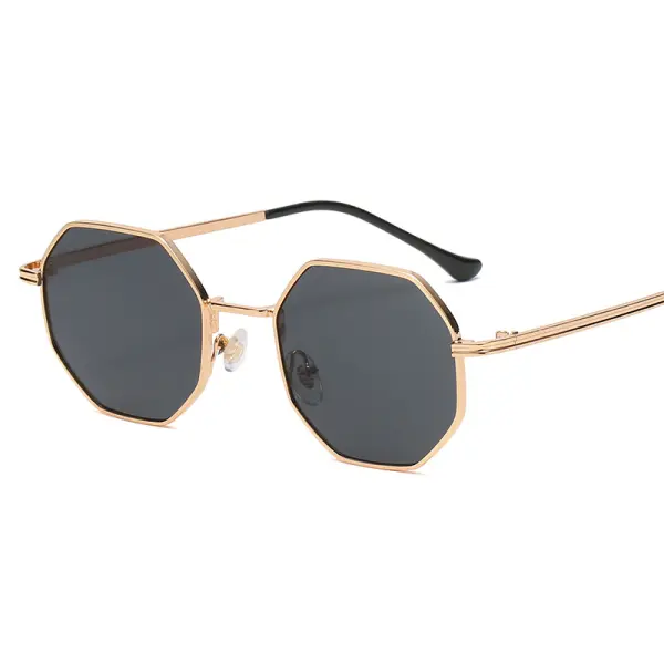 Men's Vintage Gold Rimmed Color Block Sunglasses - Kalesafe.com 