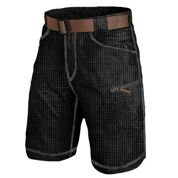 Men's Outdoor Multi Pocket Waffle Knit Tactical Casual Cargo Shorts - Rabclub.com 