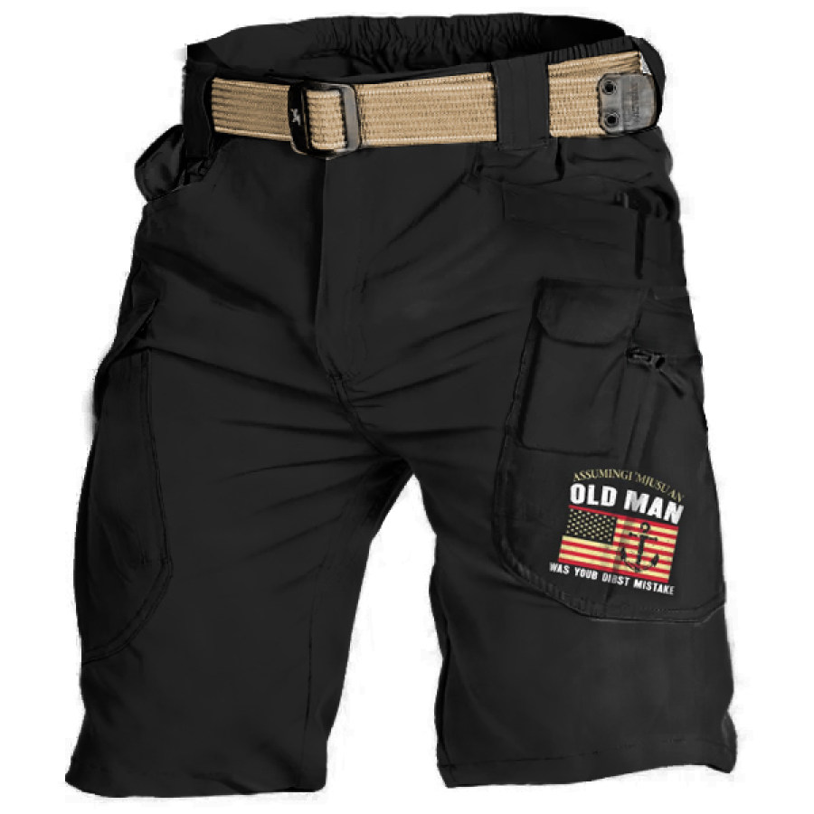 

Mens American Flag Old Man Is Your First Mistake Tactical Shorts