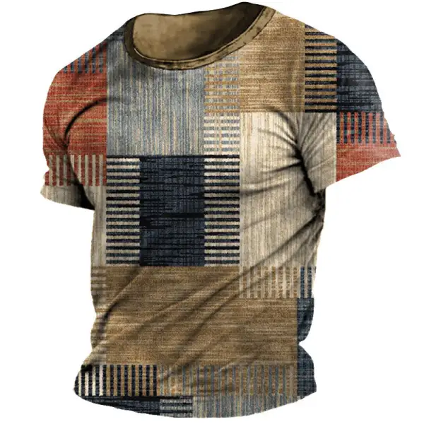 Men's Vintage Check Print Short Sleeve T-Shirt Only $21.89 - Wayrates.com 