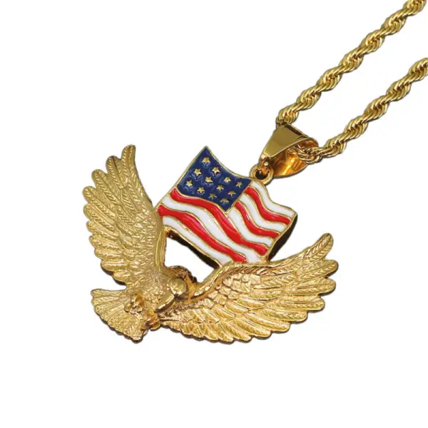 American Flag Eagle Pendant Necklace - Keymimi.com 
