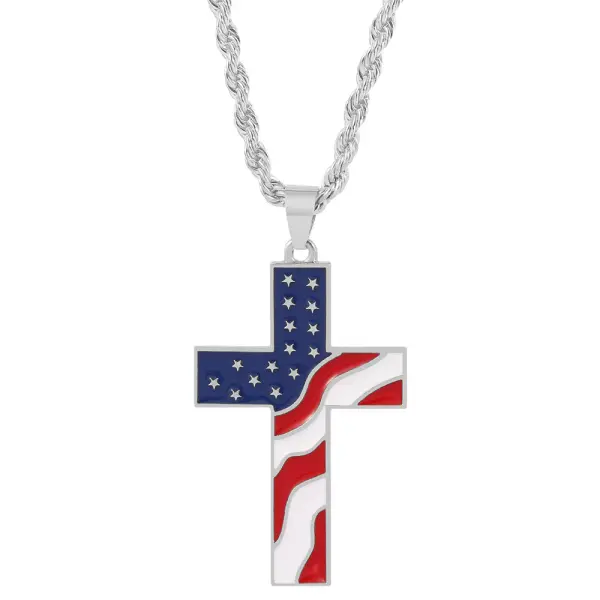 American Flag Cross Necklace - Keymimi.com 