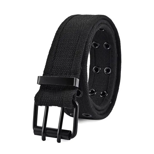 Men's Canvas Versatile Double Pin Buckle Belt Slim Fit Simple Outdoor Tactical Belt - Cotosen.com 