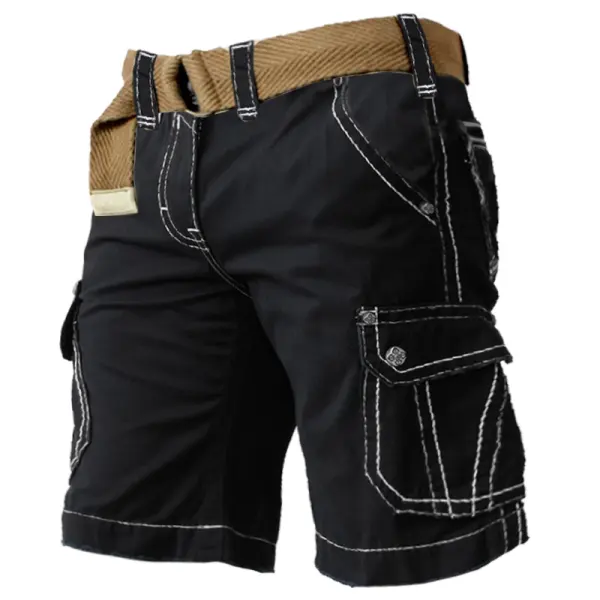 Men's Contrast Line Casual Cargo Shorts - Elementnice.com 