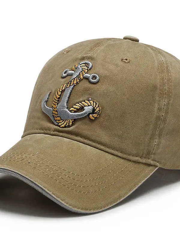Men's Vintage Nautical Shipsight Embroidered Washed Sun Hat - Menbarn.com 