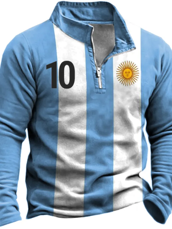 Men's Messi Argentina Flag World Cup Olympic Games Football Sweatshirt 