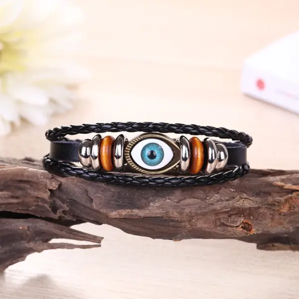 Leather Hand-woven Galaxy Astrology Luminous Adjustable Snap Buckle Wristband-retro Fashion Constellation Gift - Menzfolk.com 