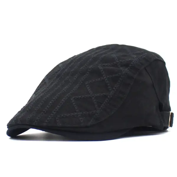 Embroidered Beret Stitching Retro Cap Men And Women Couples Cotton Outdoor Motorcycle Hats - Menzfolk.com 