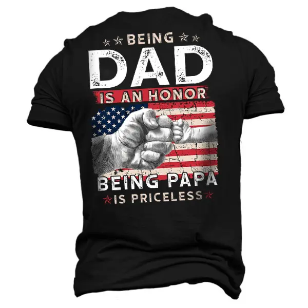 Men's American Flag An Honor Being Papa Cotton T-Shirt - Elementnice.com 