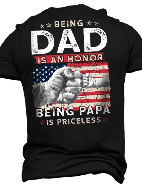 Men's American Flag An Honor Being Papa Cotton T-Shirt - Menbarn.com 
