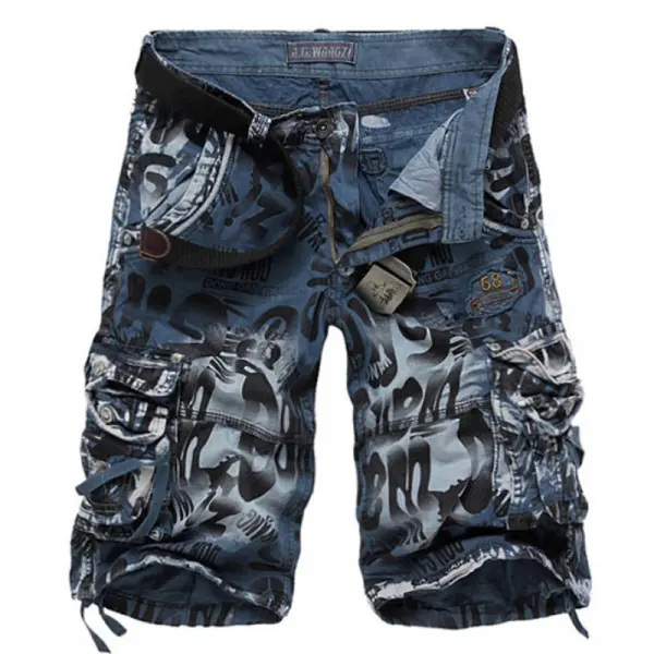 Men's Multi Pocket Distressed Washed Vintage Camo Cargo Pants - Nicheten.com 