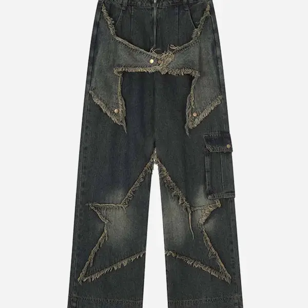 The Supermade Patch Embroidered Straight-leg Jeans - Sunhopebloom.com 