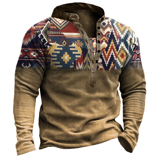 Men's Outdoor Ethnic Pattern Stitching Tooling Tactical Sweatshirt - Sunhopebloom.com 