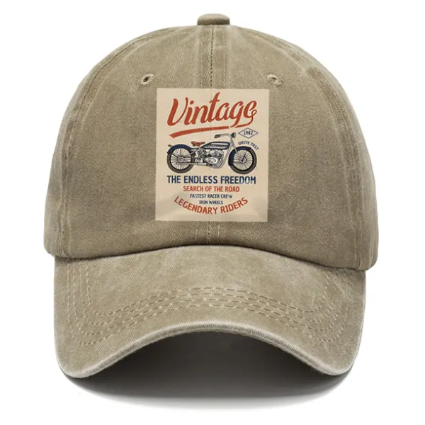Vintage Motorcycle Racing Vintage Washed Sun Baseball Cap - Upgradecool.com 