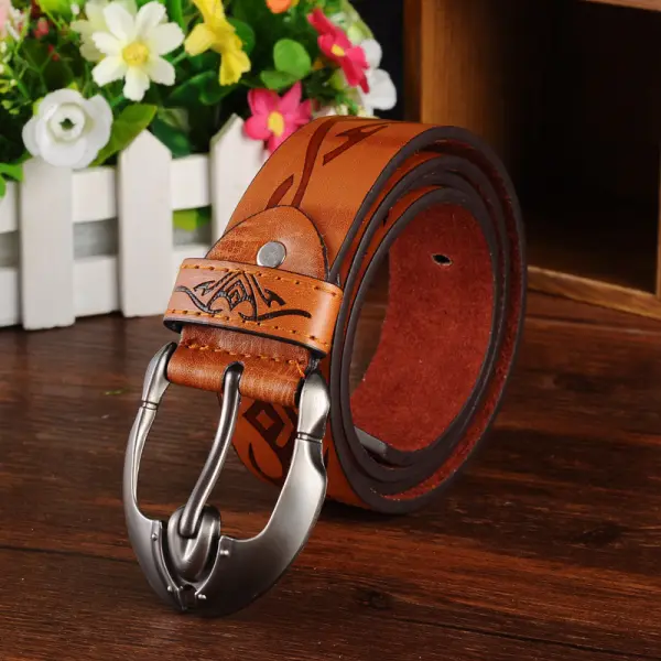 Men's Belt Pin Buckle Faux Leather Fashion Casual Belt Vintage Western Brown Black White Dark Coffee - Kalesafe.com 