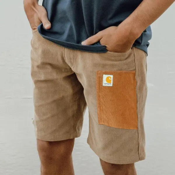 Men's Surf Shorts Corduroy Vintage Zipper Pocket Travel Board Shorts Hawaiian Clothing - Anurvogel.com 
