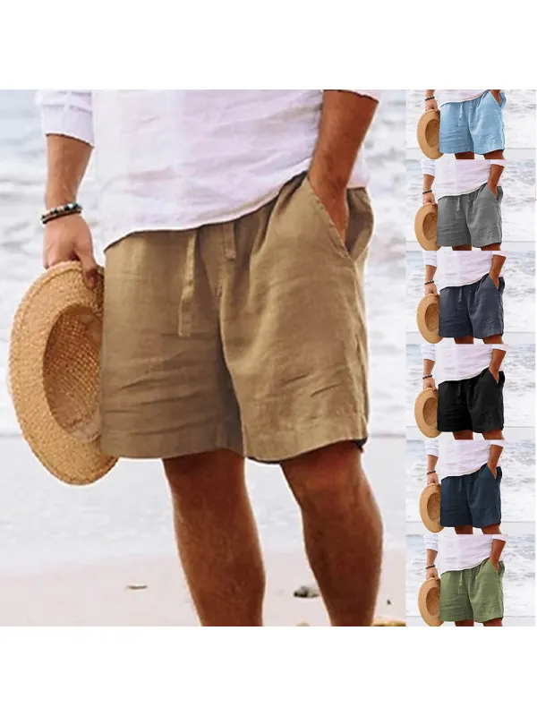 Men's Casual Cotton Linen Breathable Beach Shorts - Anrider.com 