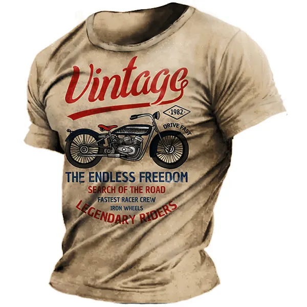 Men's T-Shirts Men's Crewneck T-Shirt Plus Size Vintage Motorcycle Racing Short Sleeve Summer Top green dark green blue All Season - Cotosen.com