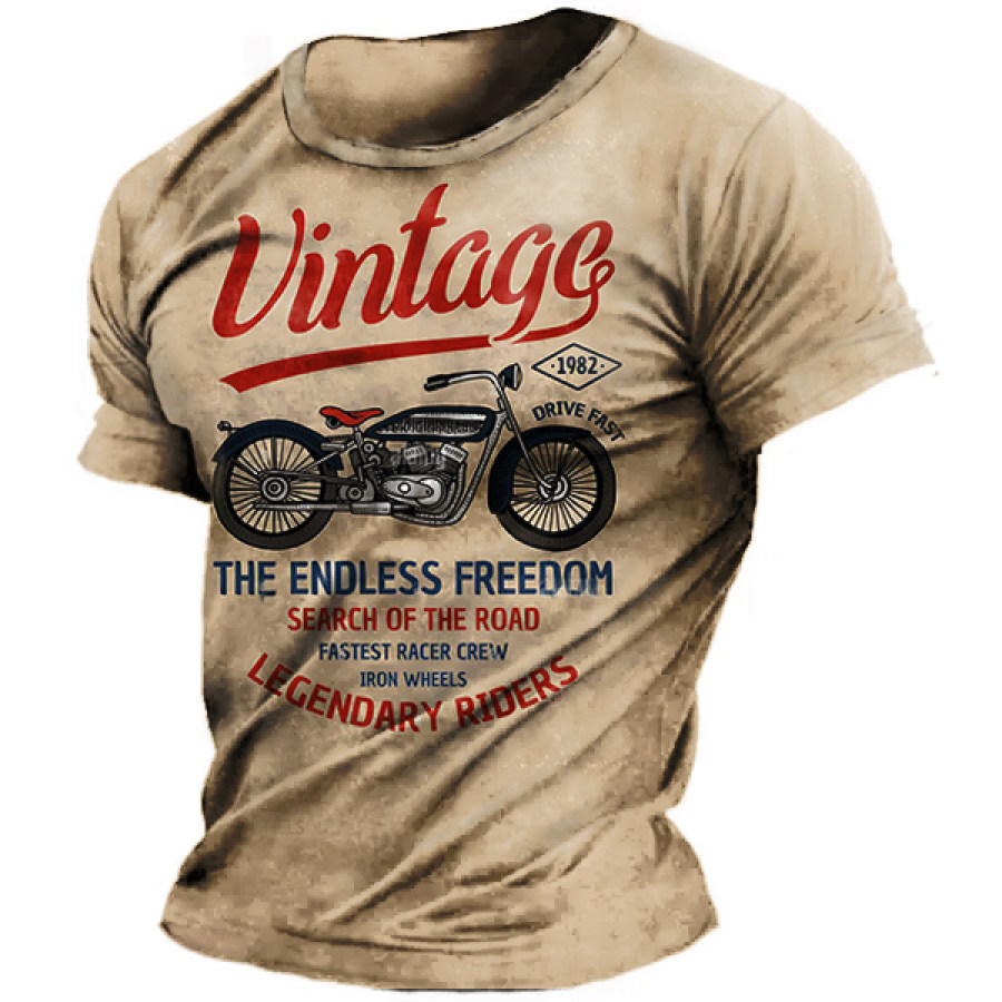

Men's Crewneck T-Shirt Plus Size Vintage Motorcycle Racing Short Sleeve Summer Top