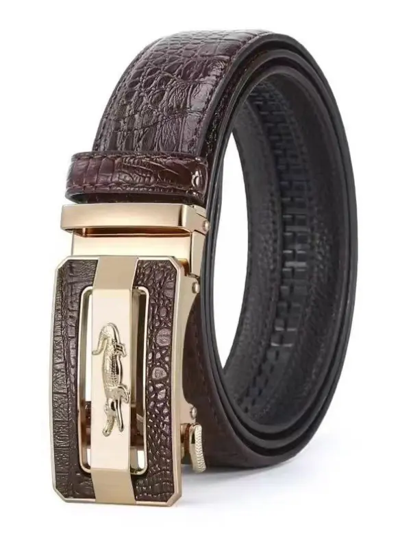 Men's Crocodile Pattern Belt Automatic Buckle Morning Casual Simple Belt - Pragmaace.com 