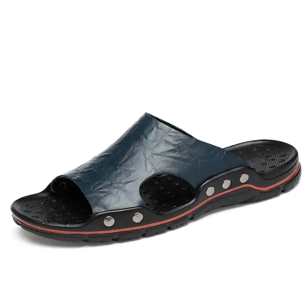 Men's Outdoor Summer Beach Daily Leather Breathable Slippers - Elementnice.com 