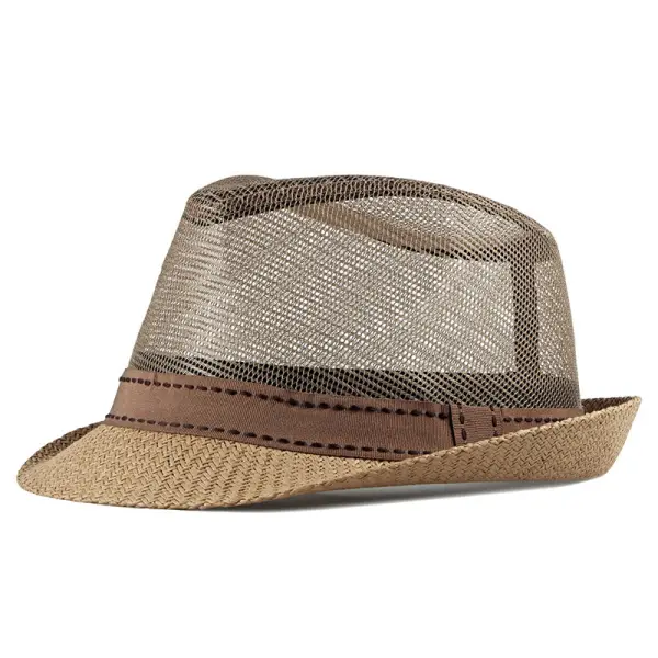 Men's Hollow Mesh Hat Outdoor Casual Beach Hat Sunshade Hat - Keymimi.com 