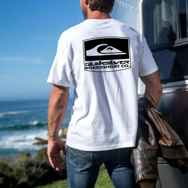 Men's T-Shirt Tee Vintage Quiksilver Surf Graphic Short Sleeve Outdoor Casual Summer Daily Tops White - Albionstyle.com 