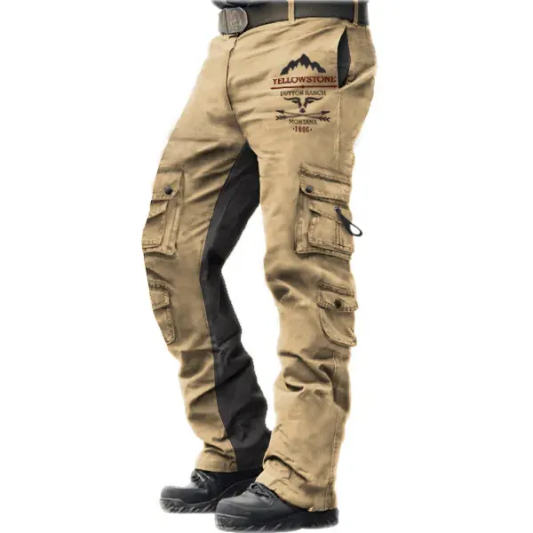 Men's Tactical Pants Outdoor Vintage Yellowstone Washed Cotton Washed Multi-pocket Trousers - Dozenlive.com 