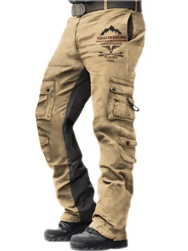 Men's Tactical Pants Outdoor Vintage Yellowstone Washed Cotton Washed Multi-pocket Trousers - Menwyx.com 