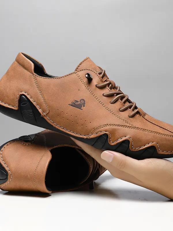 Men's Plus Size Microfiber Leather Ram Lace Up Soft Octopus Sole Sneakers Casual Shoes - Pragmaace.com 