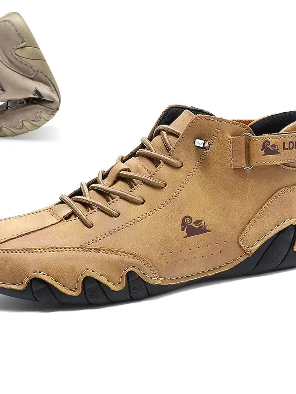 High Suede Boots Microfiber Leather Beck Shoes for Men Waterproof Leather Casual Trainers Non-Slip Breathable Chukka Hiking Shoes - Pragmaace.com 