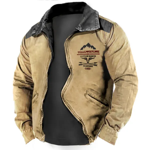 Men's Shirt Jacket Outdoor Vintage Yellowstone Pocket Brown Light Jackets - Kalesafe.com 