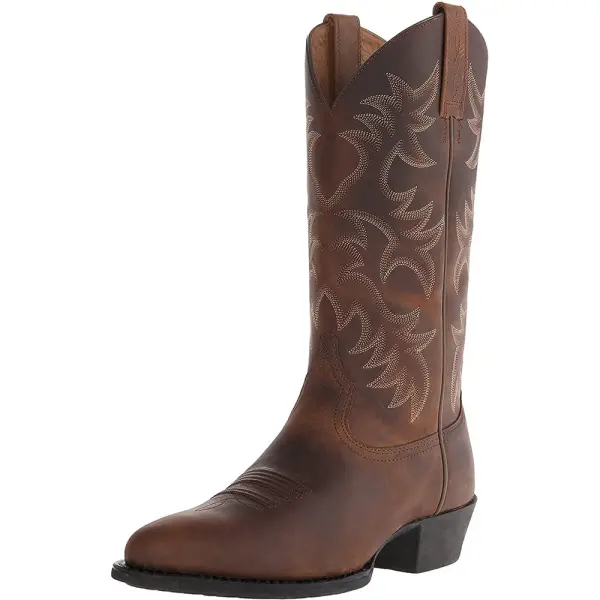 Men's Embroidered High Heel Log Boots Western Cowboy Boots - Elementnice.com 