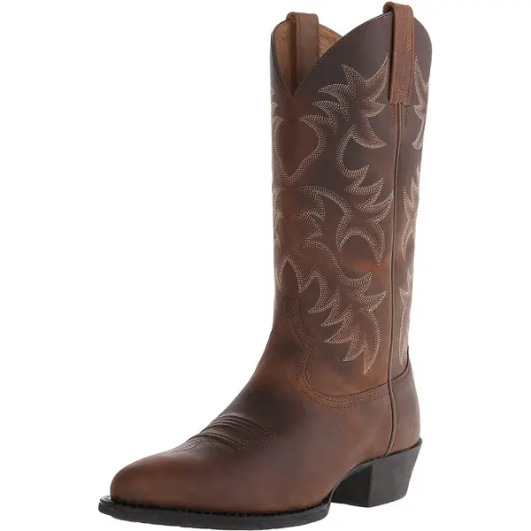 Men's Embroidered High Heel Log Boots Western Cowboy Boots - Menzfolk.com 