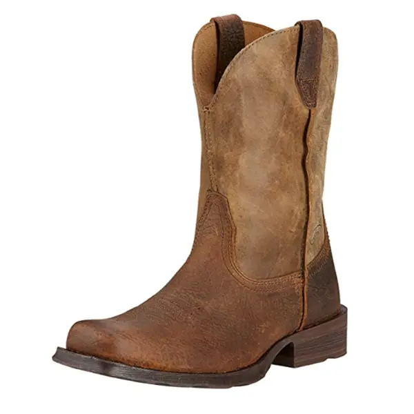 Men's Retro Leather Casual Boots Western Cowboy Boots Non-Slip Waterproof Wear-Resistant - Elementnice.com 