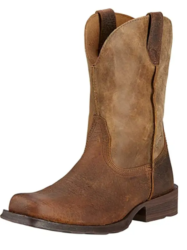 Men's Retro Leather Casual Boots Western Cowboy Boots Non-Slip Waterproof Wear-Resistant - Pragmaace.com 
