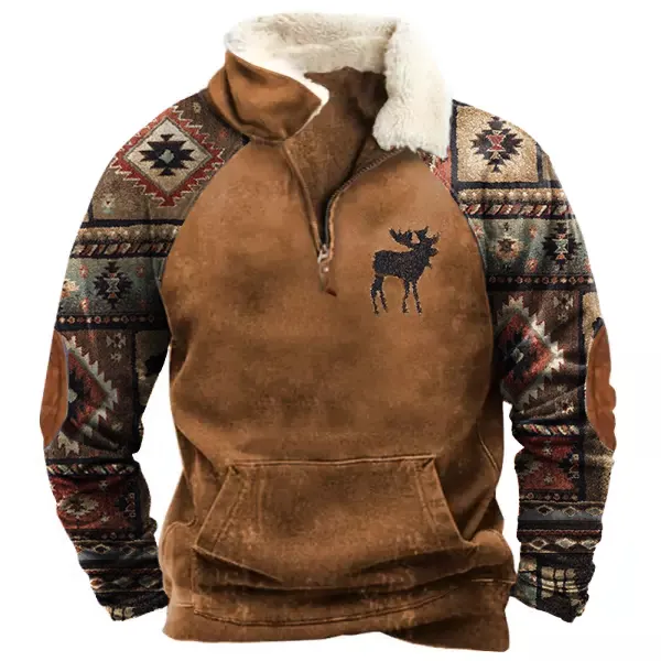 Men's Vintage Ethnic Print Raglan Sleeves Sweatshirt 