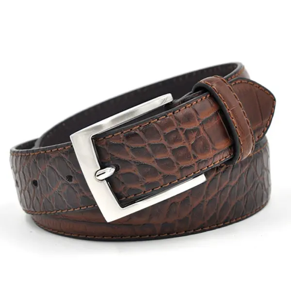Men's Belt Pu Leather Casual Belt Crocodile Pattern Belt - Elementnice.com 