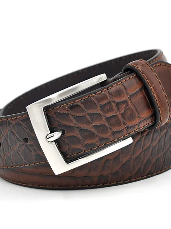 Men's Belt Pu Leather Casual Belt Crocodile Pattern Belt - Pragmaace.com 