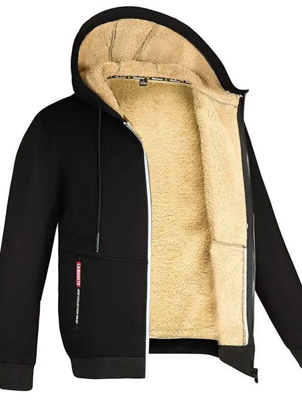 Men's Zip Hoodie Sweatshirt Sherpa Hoodie Jacket Sweat Jacket Apparel Hoodies - Pragmaace.com 