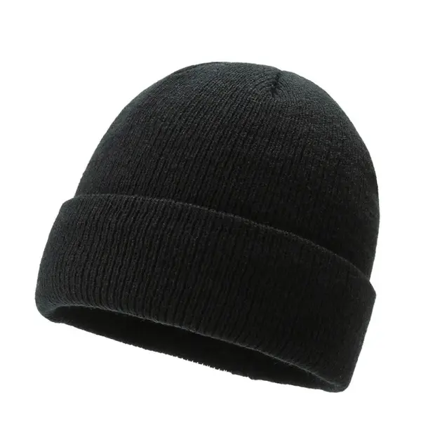 Solid Color Knitted Hat Pullover Hat Plus Fleece Warm Hat - Dozenlive.com 