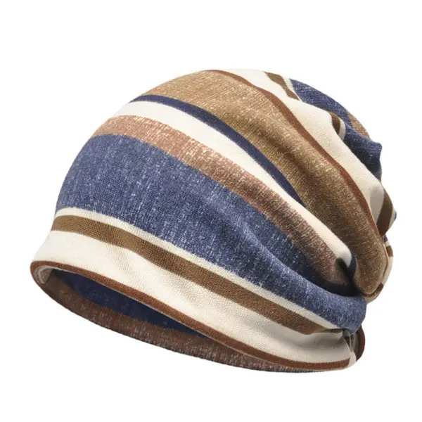 Striped Knitted Windproof Neck Warm Hat - Menzfolk.com 