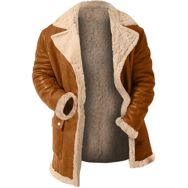 Men's Trucker Jacket Fleece Lined Distressed Faux Suede Leather Coat Plus Size Heavyweight Sherpa Jacket Only $56.99 - Elementnice.com 