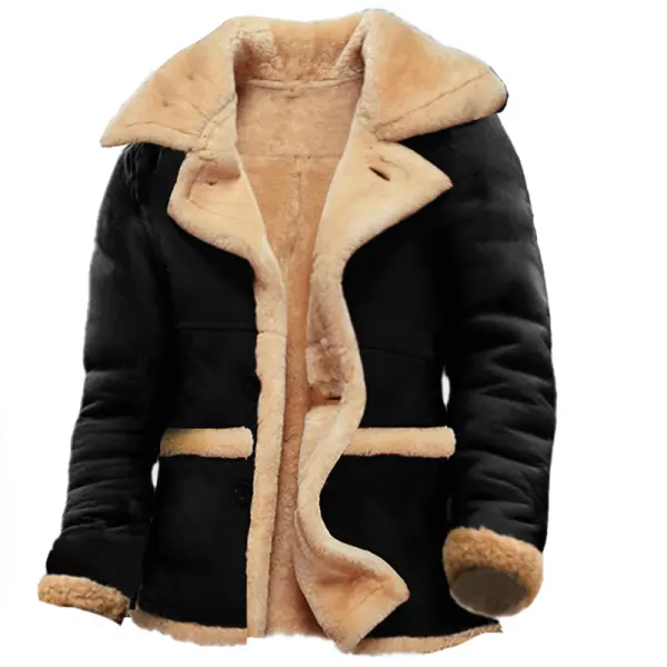 Men's Fleece Suede Jacket Warm Heavyweight Plus Size Motorcycle Jacket Only $64.99 - Elementnice.com 