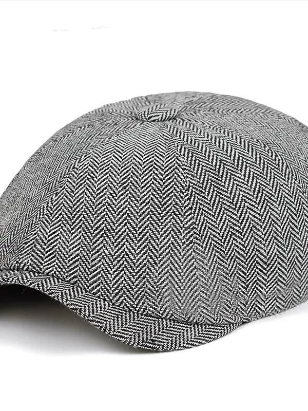 Men's British Vintage Herringbone Twill Beret - Menwyx.com 