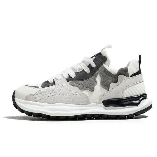 Men's Patchwork Color-blocked Soft Lace-up Sneakers Hiking Shoes - Sunhopebloom.com 